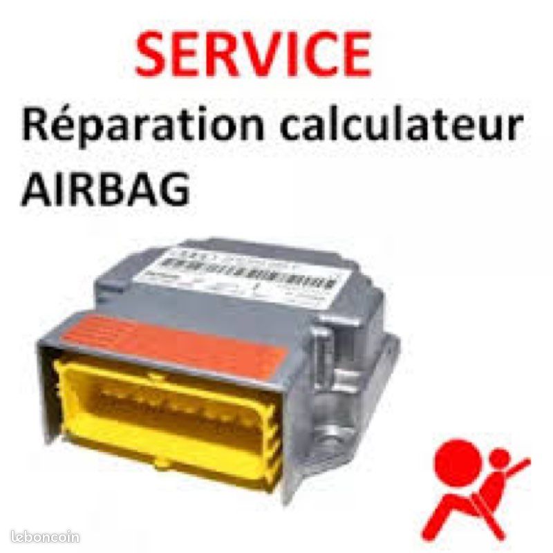 Module de contrôle d’airbag avec un connecteur jaune et un boîtier métallique.